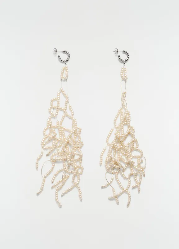 PEARL TASSEL EARRINGS IN GLASS BEADS made by Lemaire