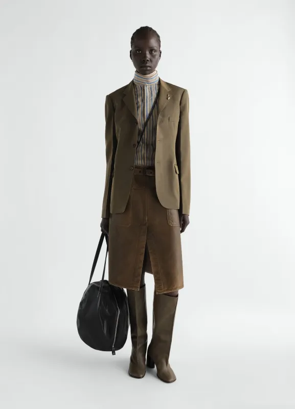 WORKWEAR SKIRT IN COATED DENIM made by Lemaire