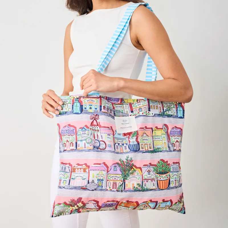 Lenox Spice Village x Printfresh On-the-Go Tote - Pink Kitchen sold by Lenox