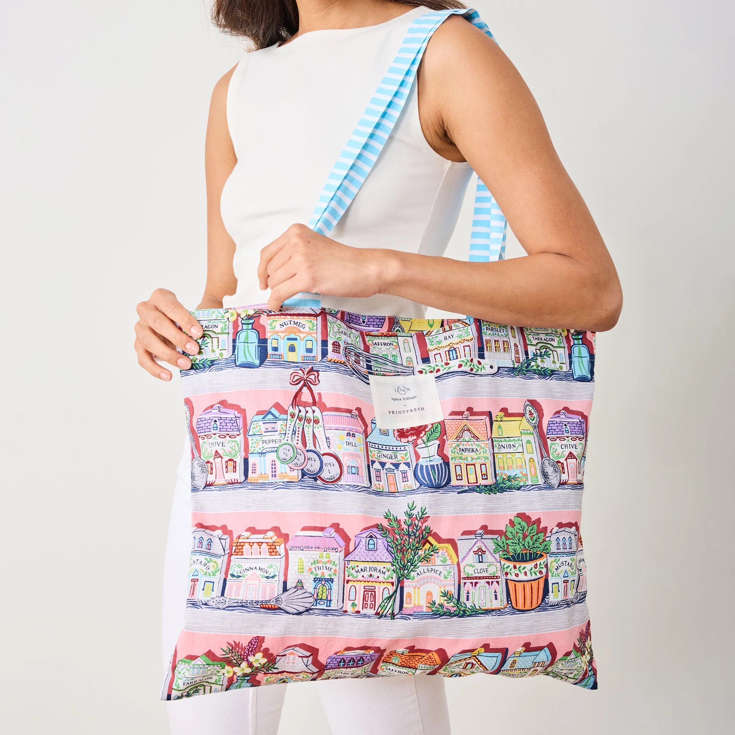 Lenox Spice Village x Printfresh On-the-Go Tote - Pink Kitchen sold by Lenox