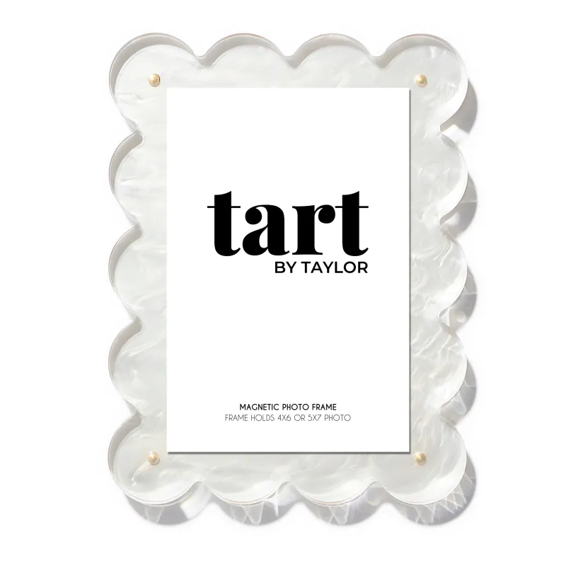 Pearl White Scalloped Acrylic Photo Frame made by Lenox