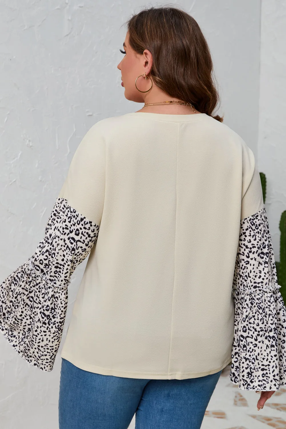 Plus Size Leopard Round Neck Long Sleeve Top sold by Leota product image thumbnail 4
