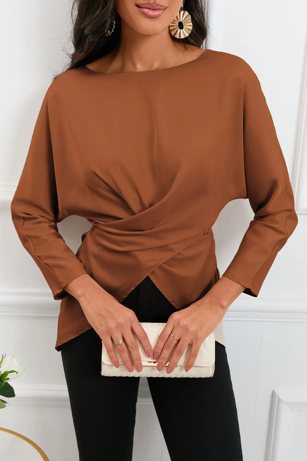 L.NY Boat Neck Back Tie Long Sleeve Satin Blouse sold by Leota product image thumbnail 5