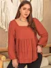 L.NY Plus Size Lace Detail Square Neck Long Sleeve Blouse sold by Leota