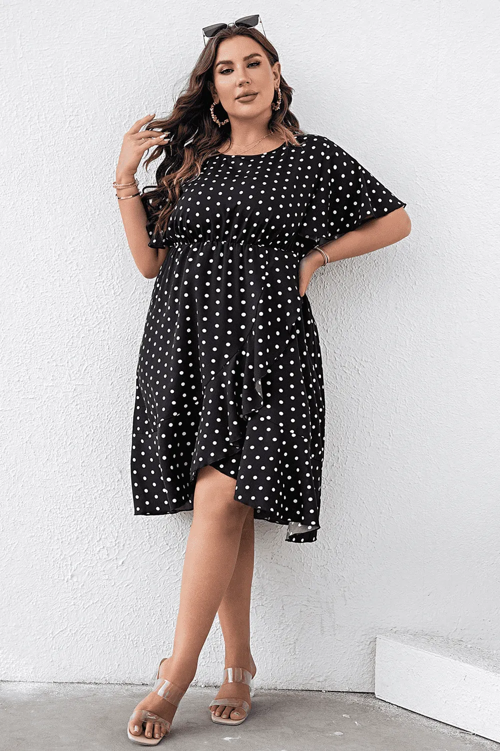 L.NY Plus Size Polka Dot Flutter Sleeve Dress sold by Leota product image thumbnail 4