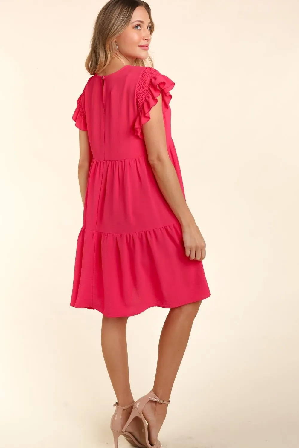 Haptics Full Size Smocking Ruffle Short Sleeve Dress with Pockets sold by Leota product image thumbnail 4