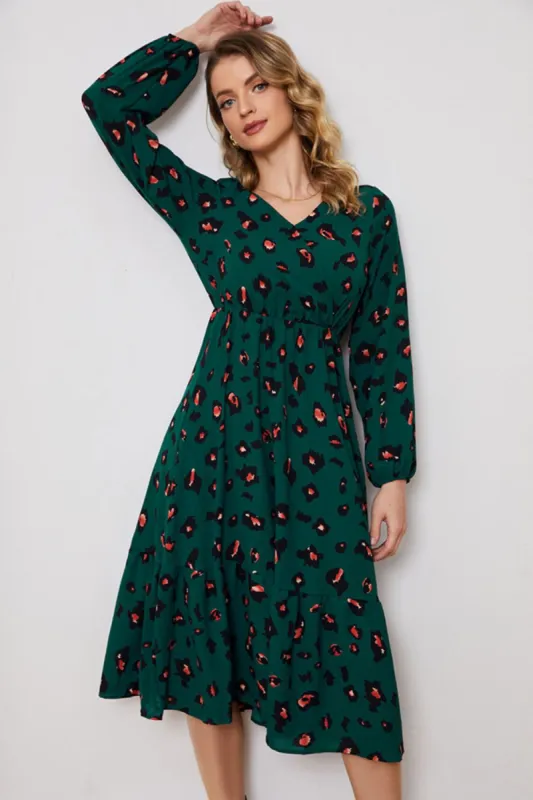 L.NY Printed Surplice Neck Long Sleeve Dress sold by Leota