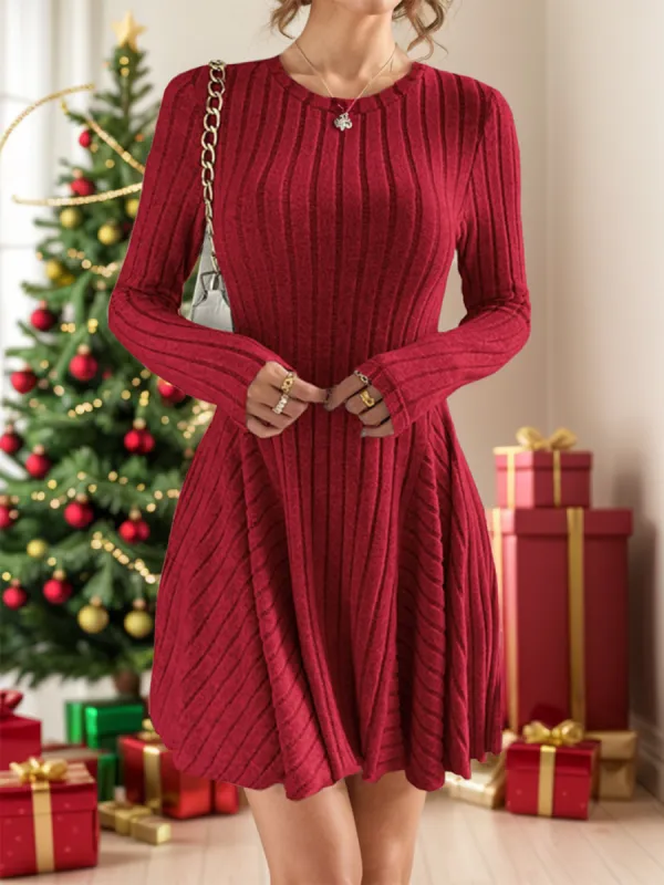 Ribbed Round Neck Long Sleeve Dress sold by Leota