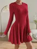 Ribbed Round Neck Long Sleeve Dress sold by Leota