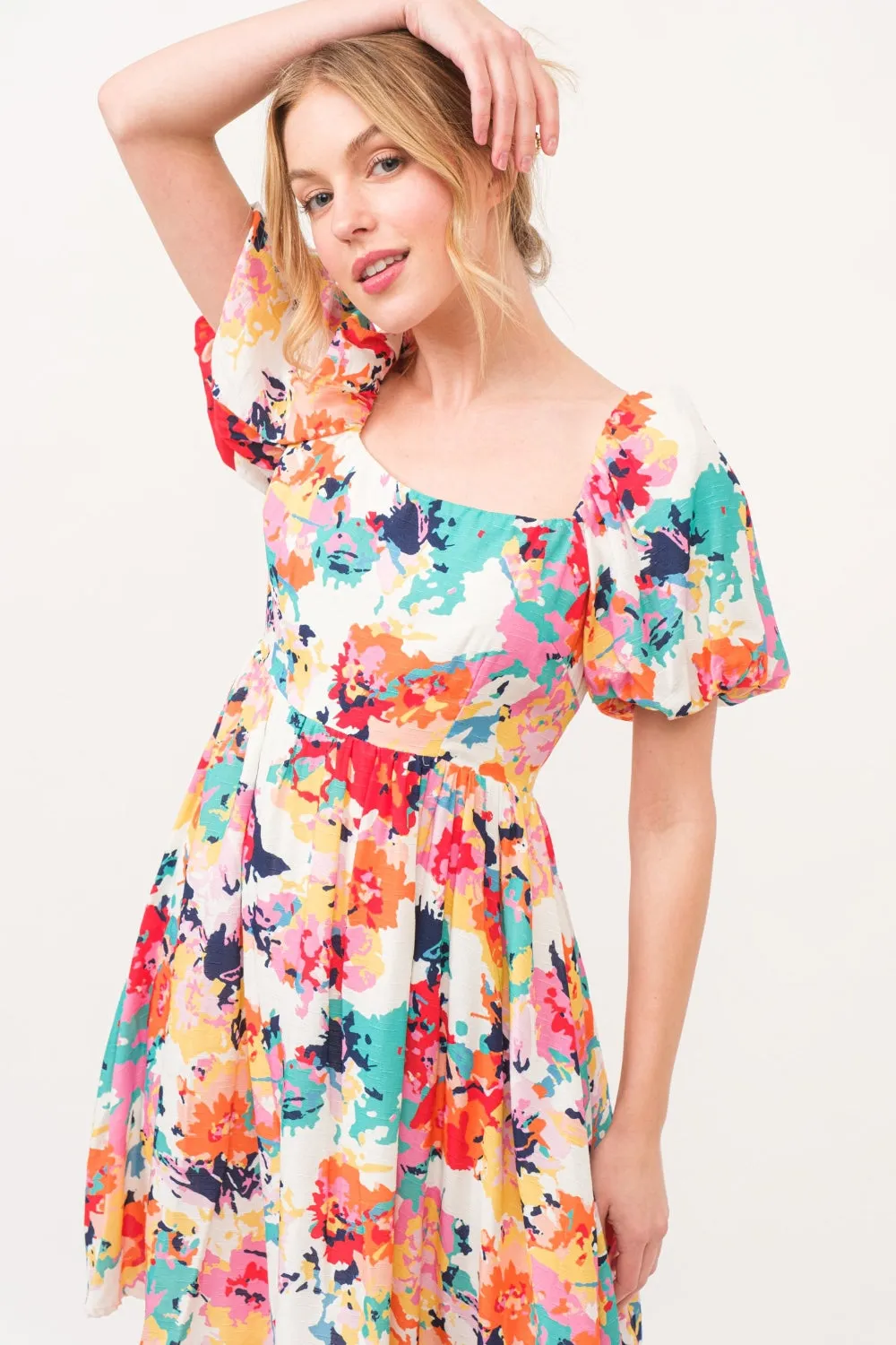 And The Why Square Neck Puff Sleeve Floral Dress sold by Leota product image thumbnail 3