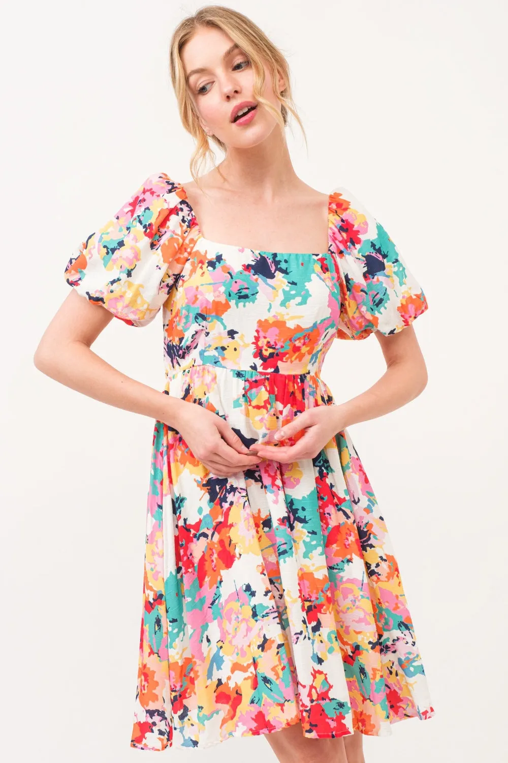 And The Why Square Neck Puff Sleeve Floral Dress sold by Leota product image thumbnail 2