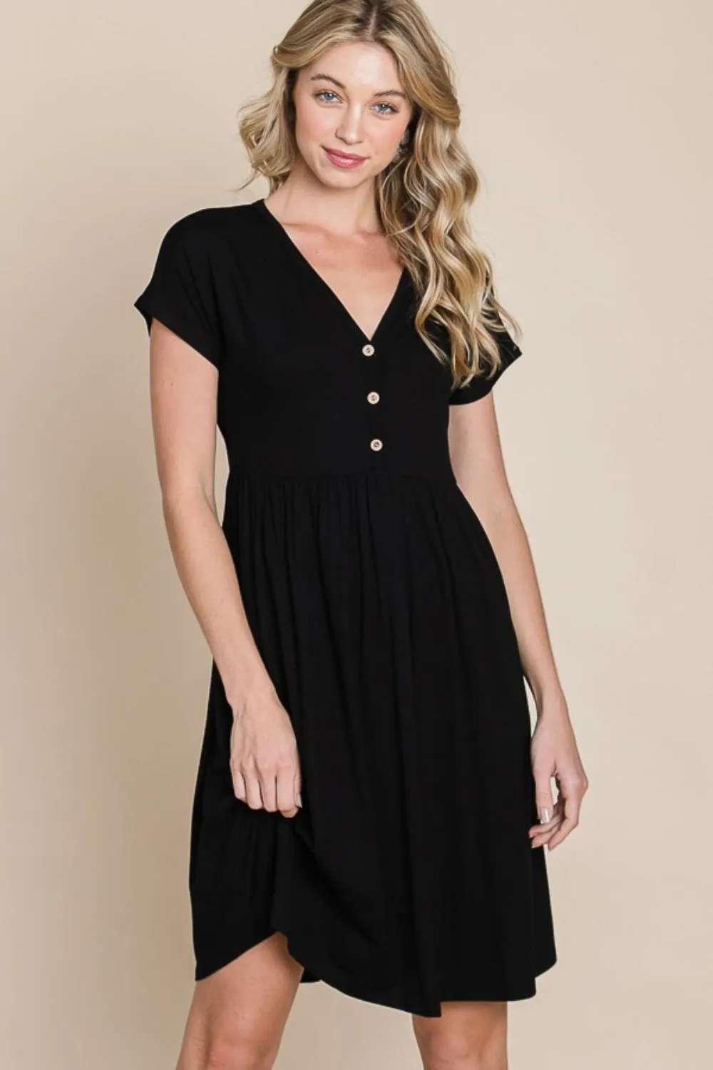 BOMBOM V-Neck Short Sleeve Dress sold by Leota product image thumbnail 3