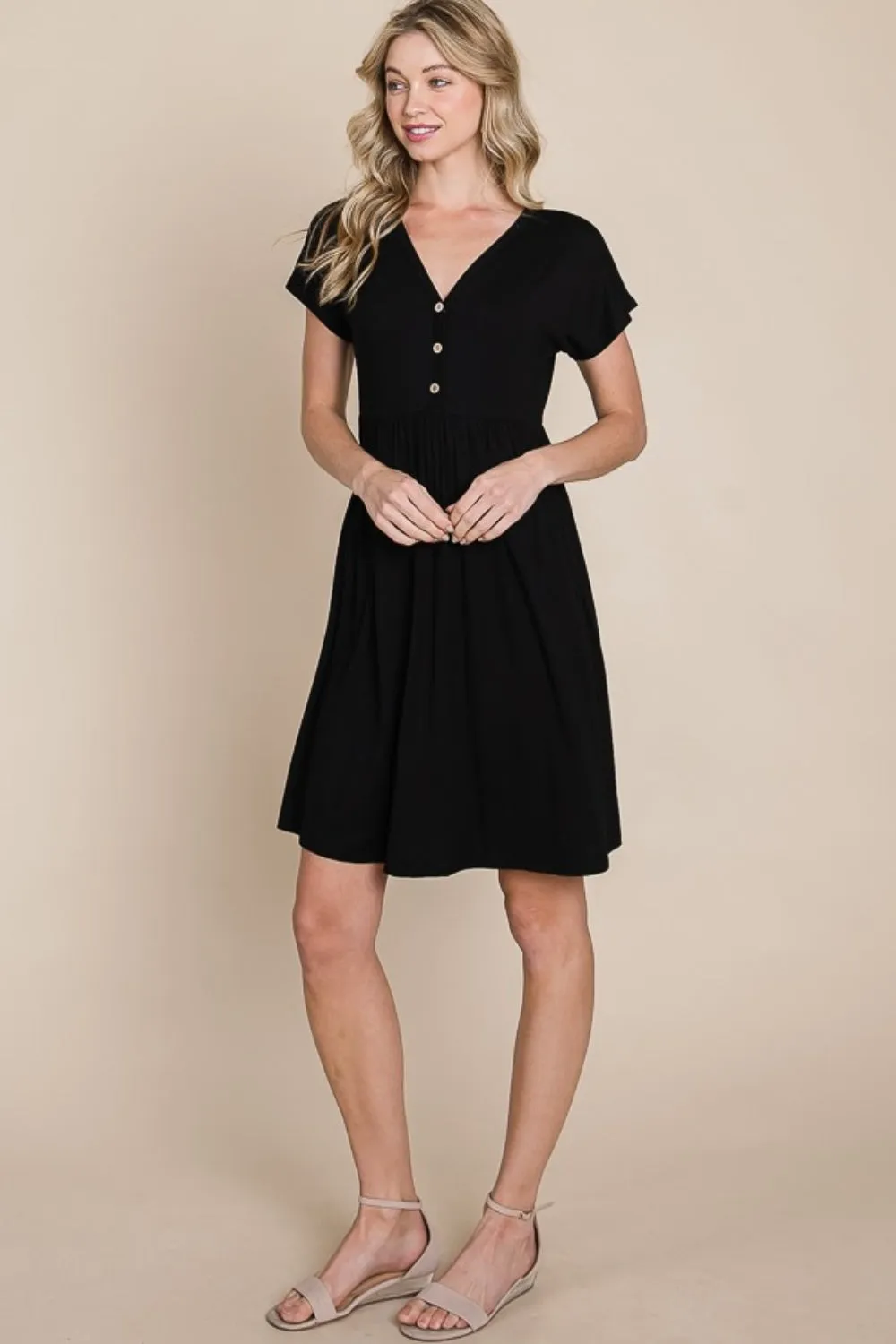 BOMBOM V-Neck Short Sleeve Dress sold by Leota product image thumbnail 4