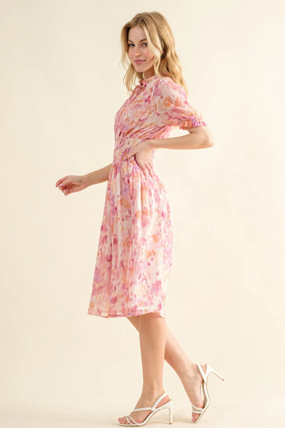 And The Why Full Size Smocked Waist Printed Midi Dress sold by Leota product image thumbnail 2