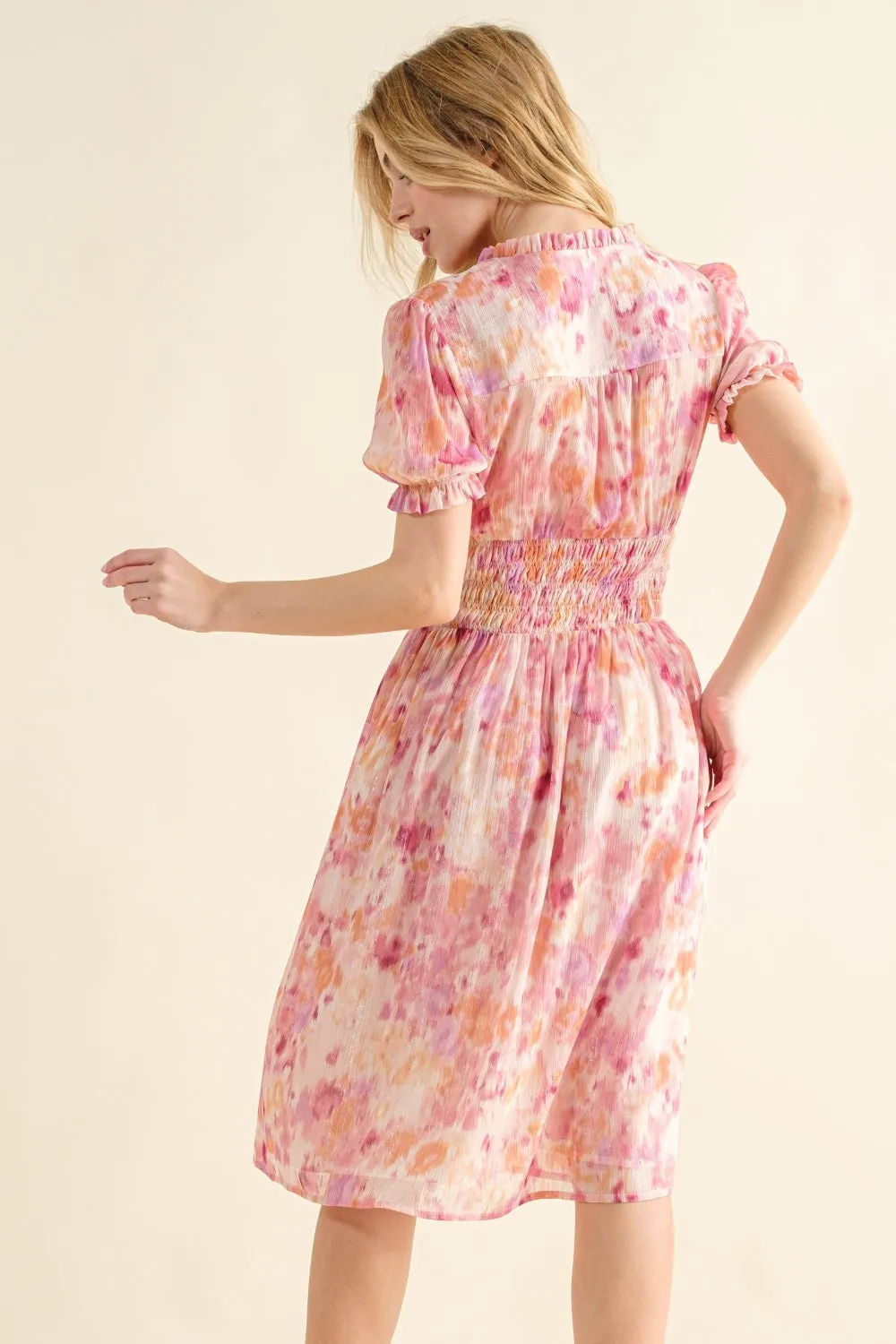 And The Why Full Size Smocked Waist Printed Midi Dress sold by Leota product image thumbnail 3