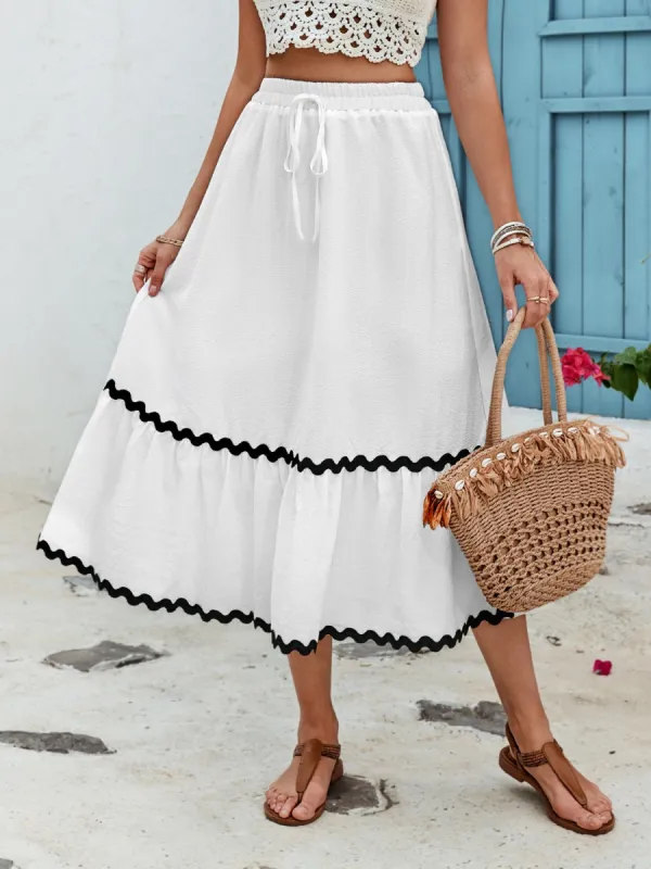 L.NY Honey Tied Contrast Trim High Waist Skirt sold by Leota
