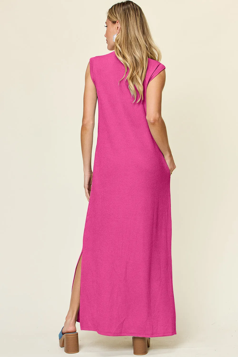 L.NY Double Take Full Size Texture Mock Neck Sleeveless Maxi Dress sold by Leota product image thumbnail 3