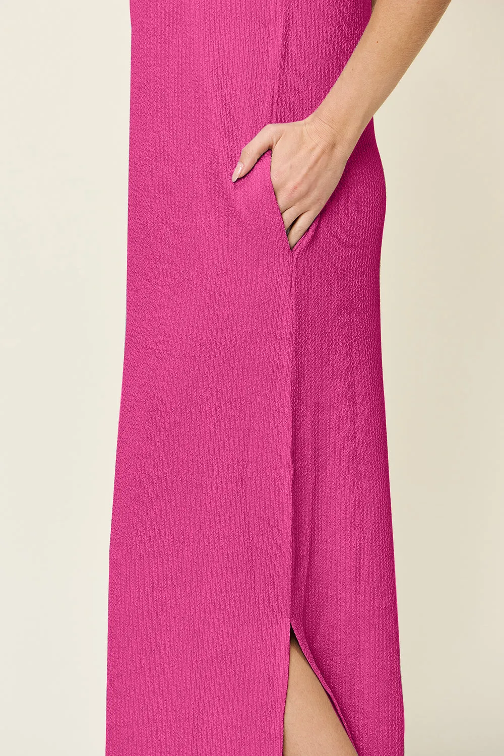 L.NY Double Take Full Size Texture Mock Neck Sleeveless Maxi Dress sold by Leota product image thumbnail 4