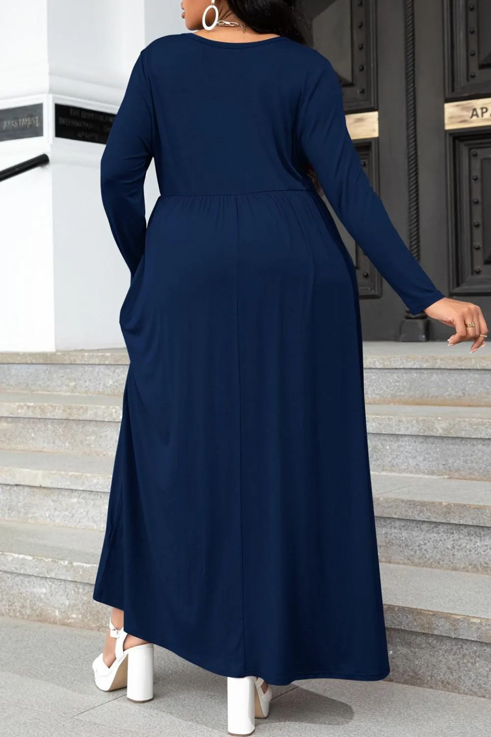 L.NY Plus Size Round Neck Long Sleeve Maxi Dress with Pockets sold by Leota product image thumbnail 4