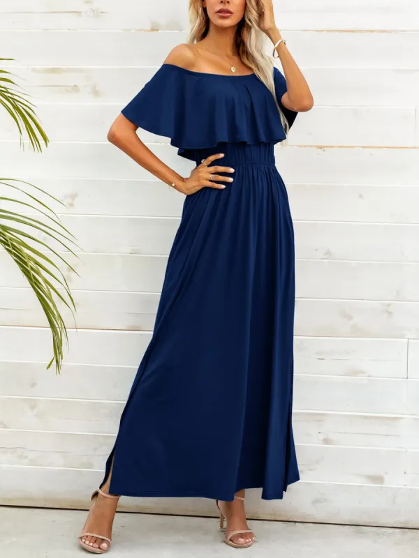 L.NY Off-Shoulder Slit Maxi Dress sold by Leota