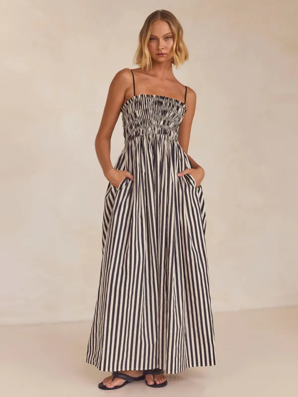 Smocked Striped Square Neck Cami Dress sold by Leota