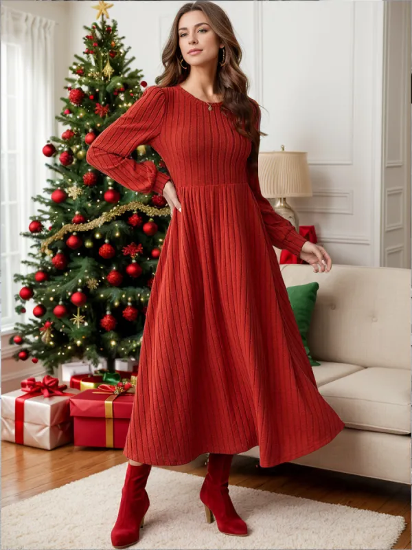 L.NY Ribbed Round Neck Long Sleeve Dress sold by Leota