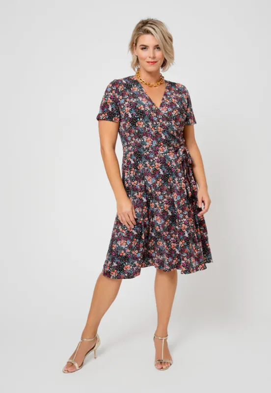 Leota Women's Perfect Wrap Cap Sleeve Dress Black sold by Leota