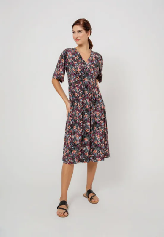Leota Women's Zoe Dress In Confetti Floral Black sold by Leota
