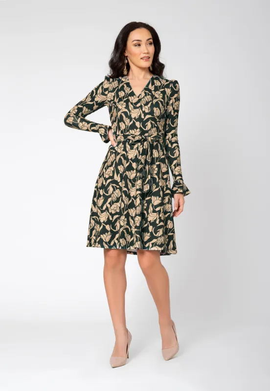 Leota Women's Long Puff Sleeve Rosalia Wrap Dress Black sold by Leota