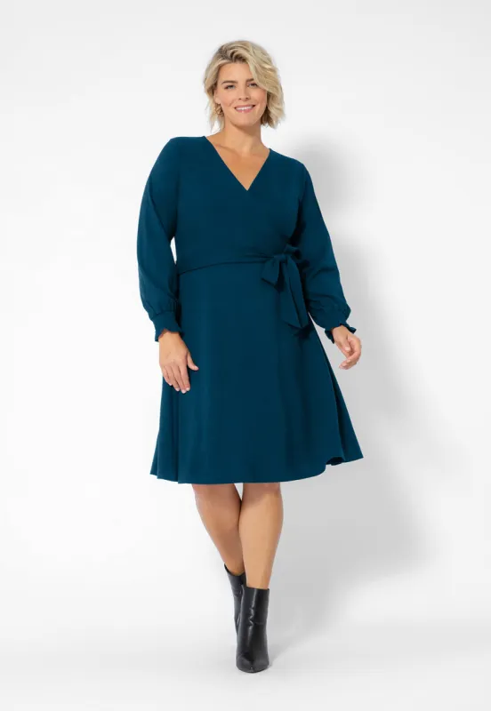 Leota Women's Long Sleeve Blouson Perfect Wrap Dress (Curve) Blue sold by Leota