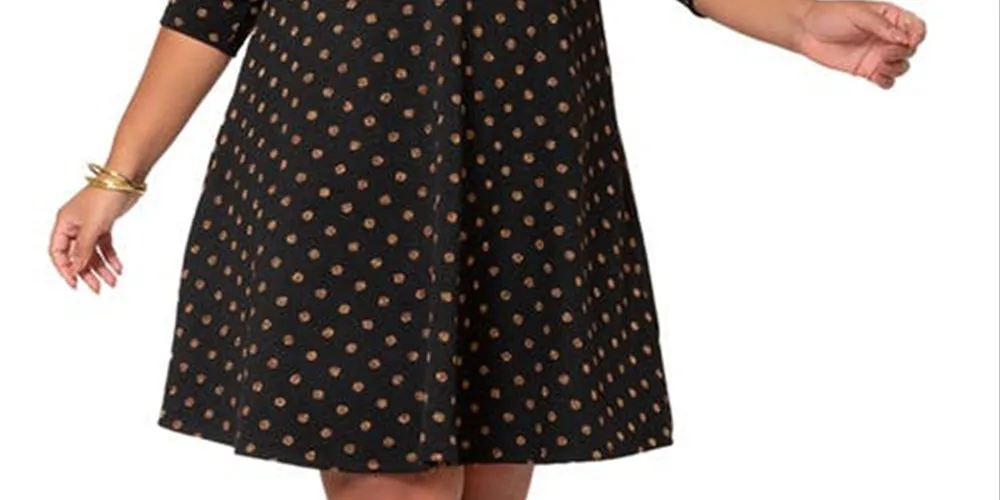 Leota Women's Katherine Metallic Print Dress Black Size 1X sold by Leota product image thumbnail 3