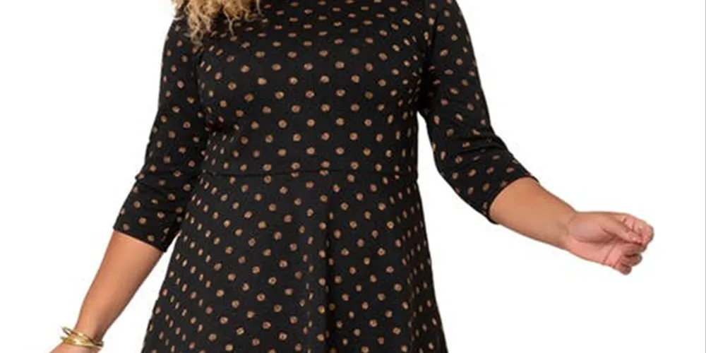 Leota Women's Katherine Metallic Print Dress Black Size 1X sold by Leota product image thumbnail 2