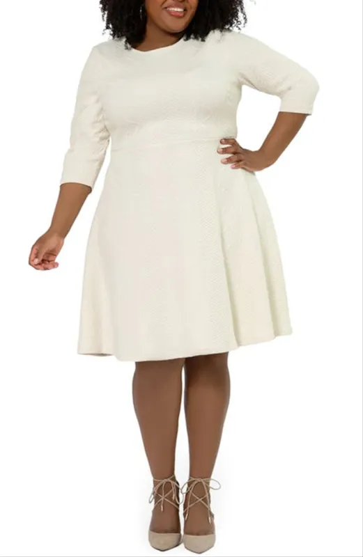 Leota Women's Katherine Jacquard Fit & Flare Dress Yvory Size 3X sold by Leota