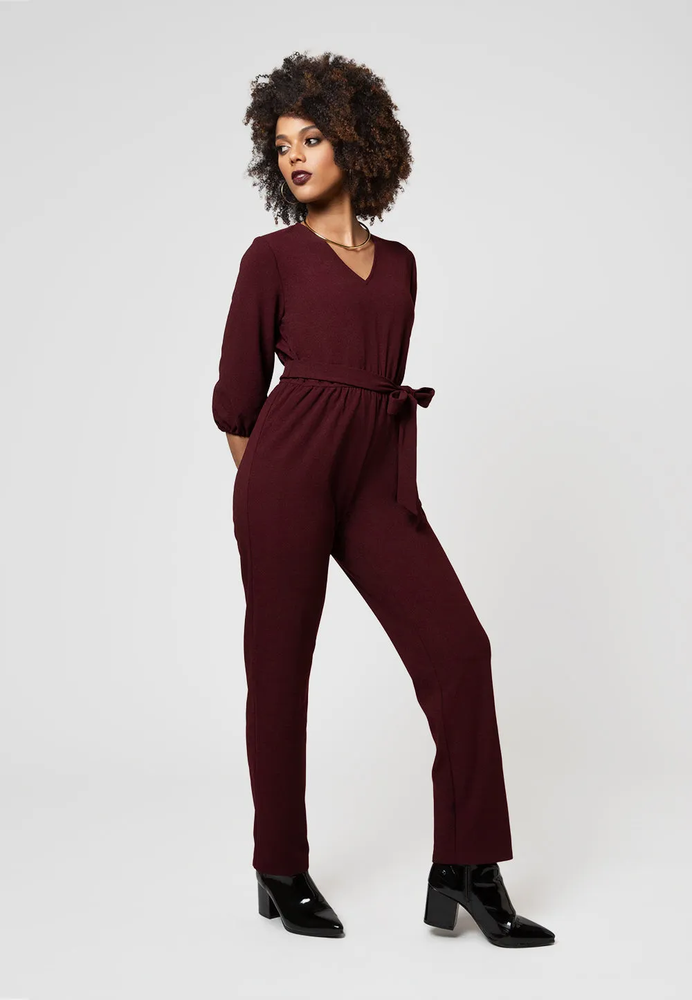 Leota Women's 3/4 Sleeve Sandra Jumpsuit in Maroon Red sold by Leota product image thumbnail 4