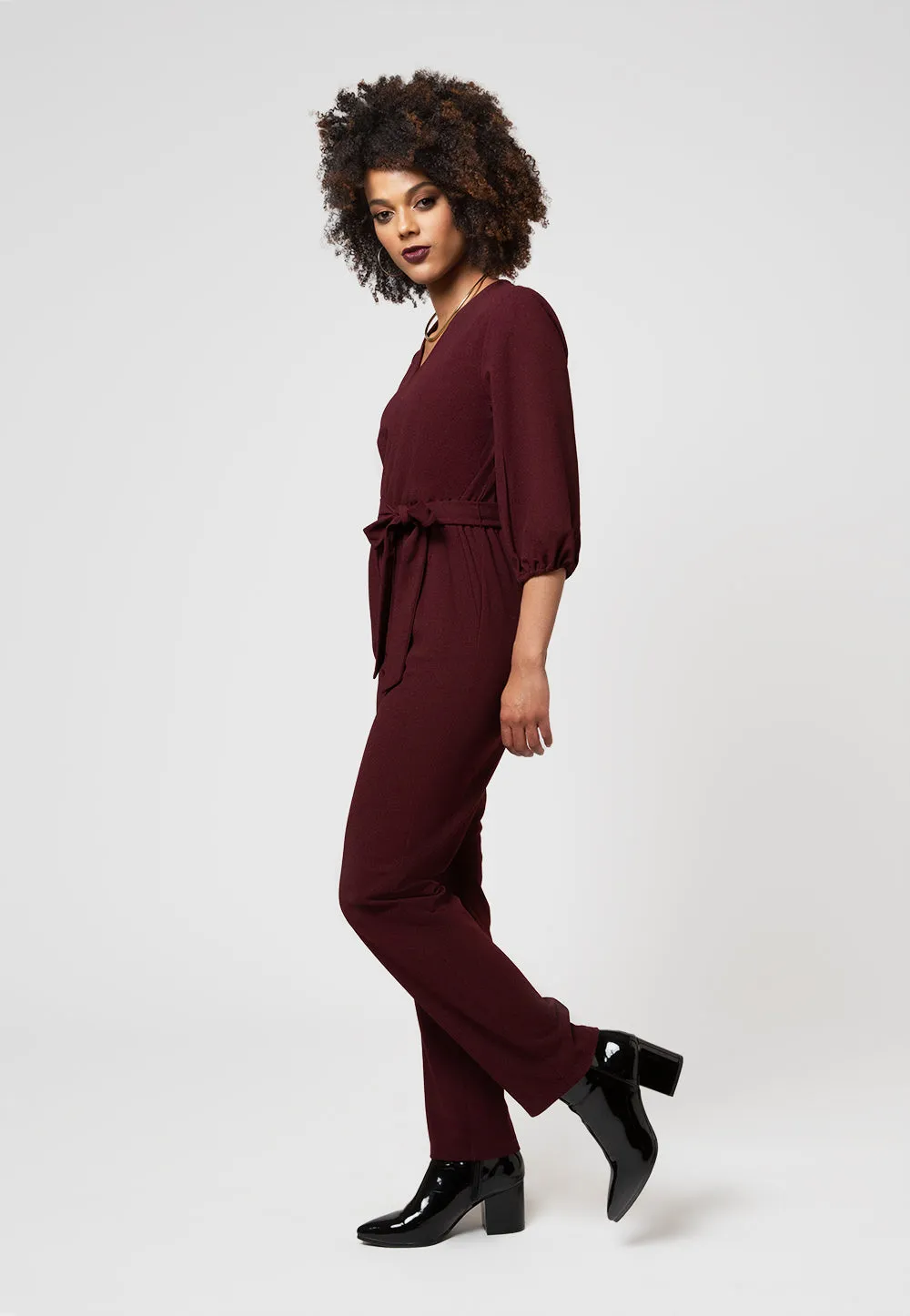 Leota Women's 3/4 Sleeve Sandra Jumpsuit in Maroon Red sold by Leota product image thumbnail 3