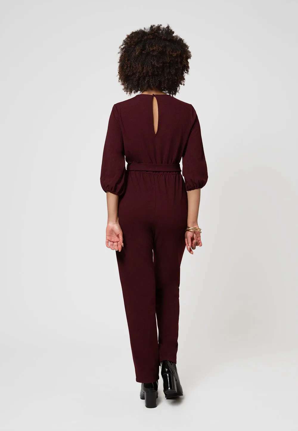 Leota Women's 3/4 Sleeve Sandra Jumpsuit in Maroon Red sold by Leota product image thumbnail 2