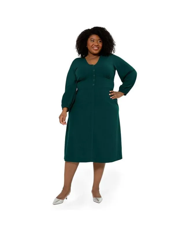 Leota Women's Francesca Long Sleeve Midi Dress Green Size 1X sold by Leota