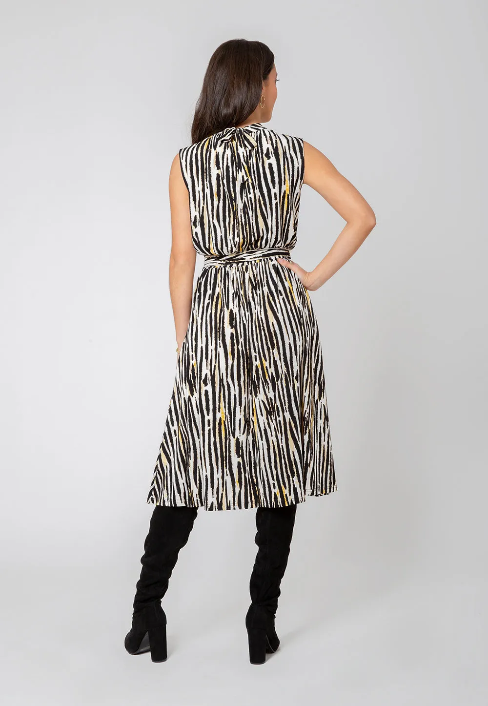 Leota Women's Sleeveless Mindy Dress in Inky Zebra White sold by Leota product image thumbnail 2