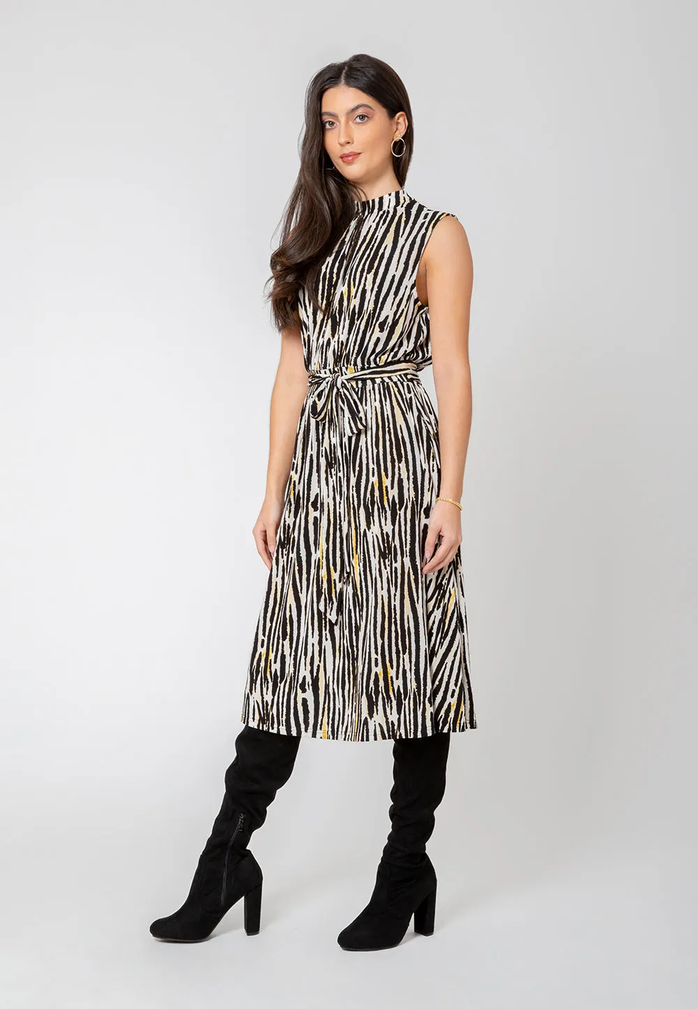 Leota Women's Sleeveless Mindy Dress in Inky Zebra White sold by Leota product image thumbnail 5