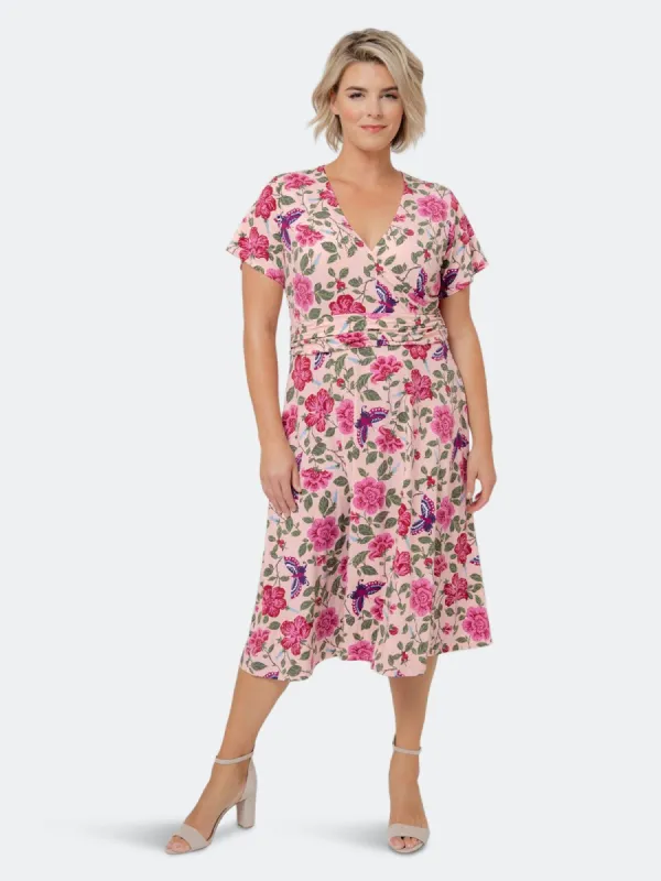 Leota Women's Amiya Floral Print MIDI Dress Red Size 1X sold by Leota