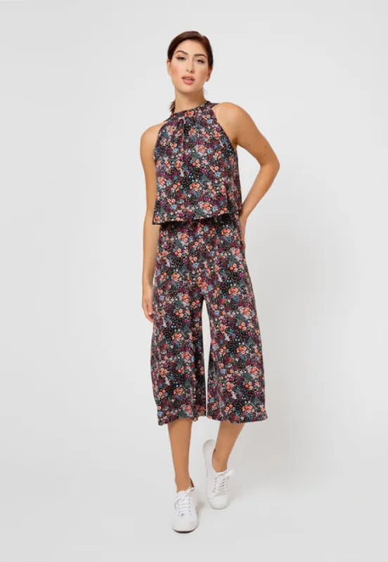 Leota Women's Skyler Cropped In Confetti Floral Jumpsuit Purple sold by Leota
