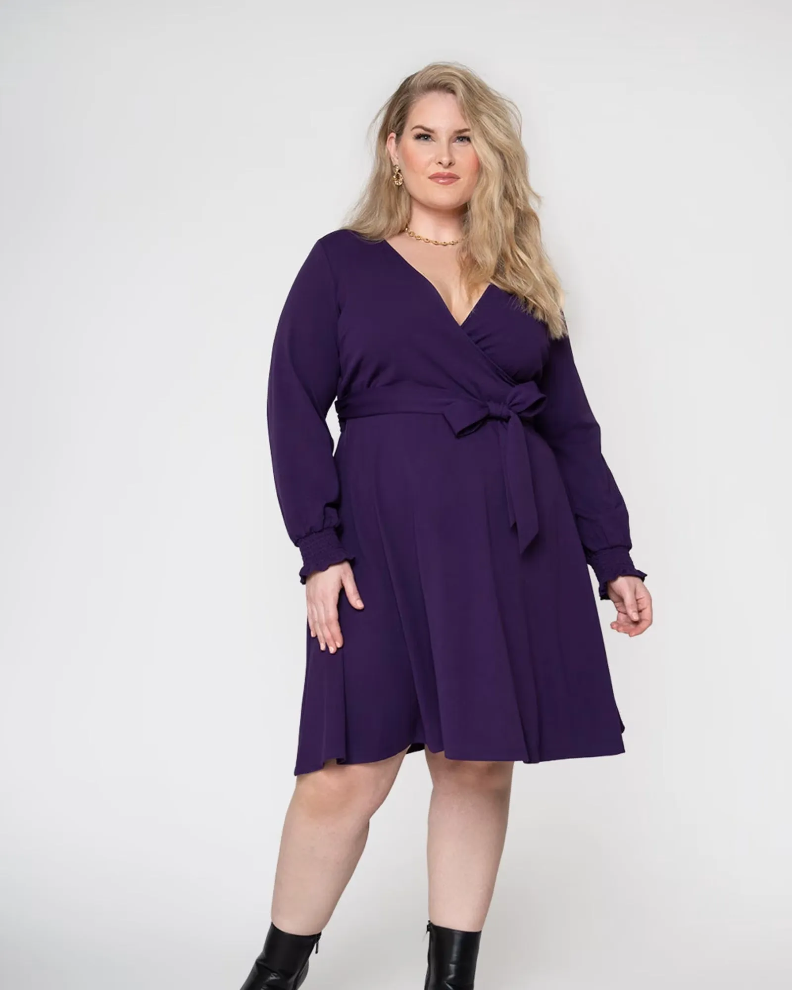 Leota Women's Perfect Wrap Blouson Sleeve Dress Purple Size 2X sold by Leota