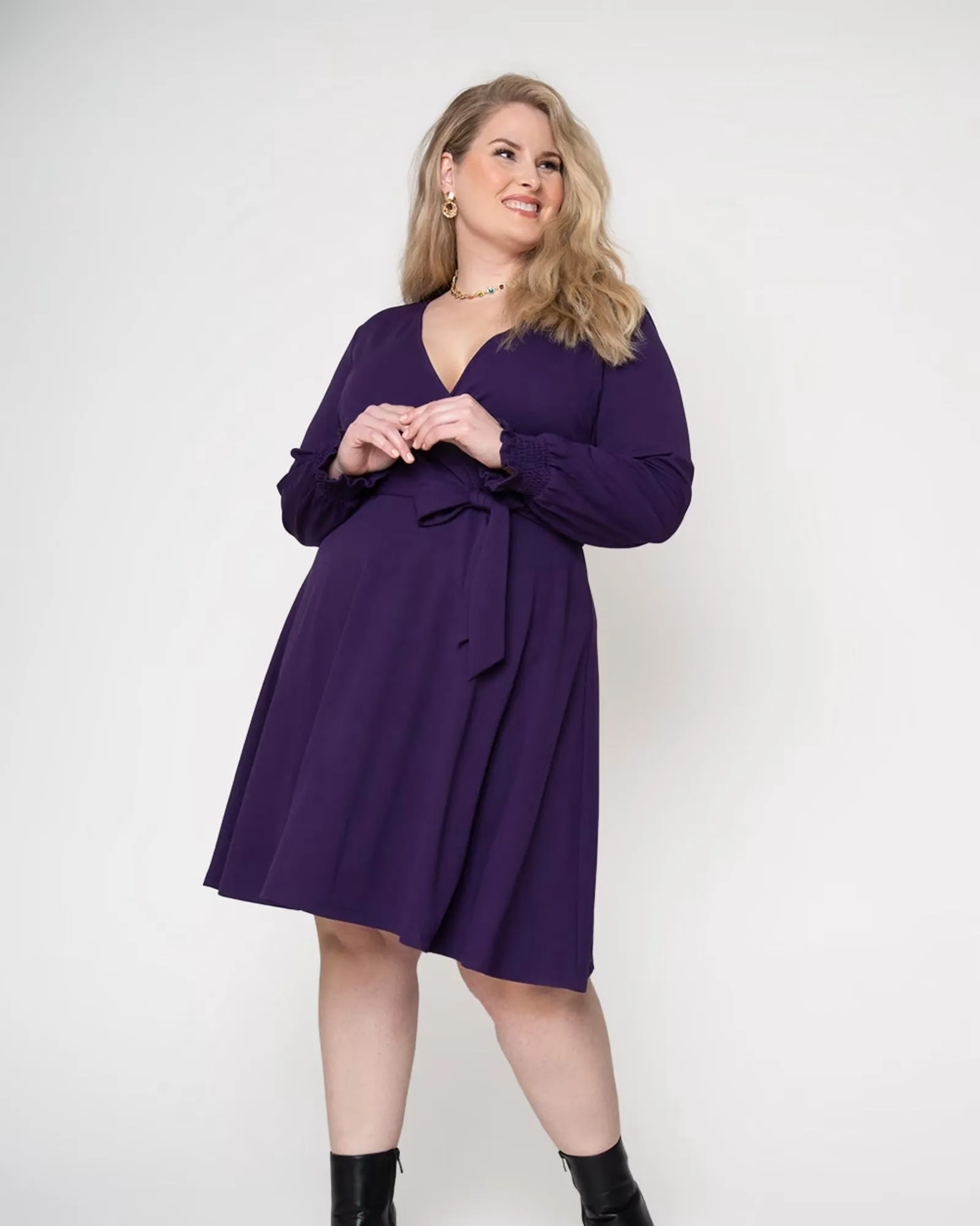 Leota Women's Perfect Wrap Blouson Sleeve Dress Purple Size 2X sold by Leota product image thumbnail 2
