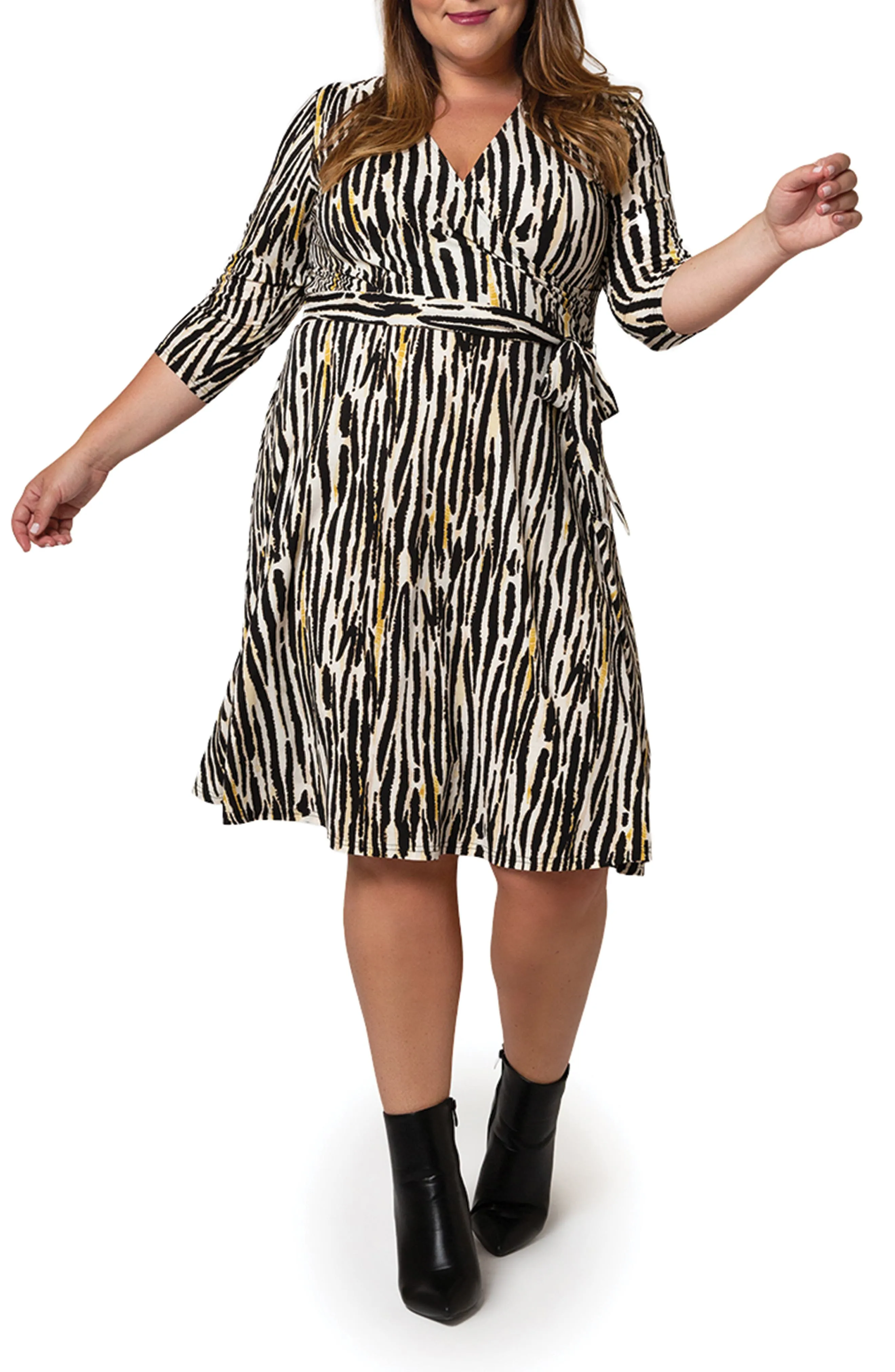 Perfect Wrap Dress in Inky Zebra (Curve) Black Size 3X sold by Leota