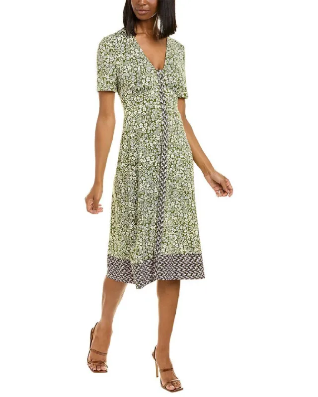 Leota Women's Jasmine Field Border Twist of Lime Lord & Taylor Banded Francesca Dress Green sold by Leota