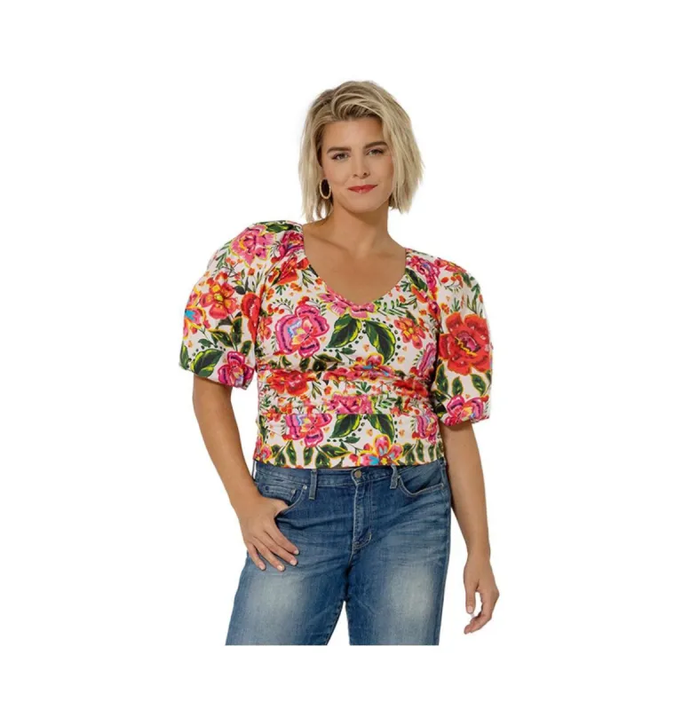 Leota Women's Puff Sleeve Elsa Top Red Size 2X sold by Leota