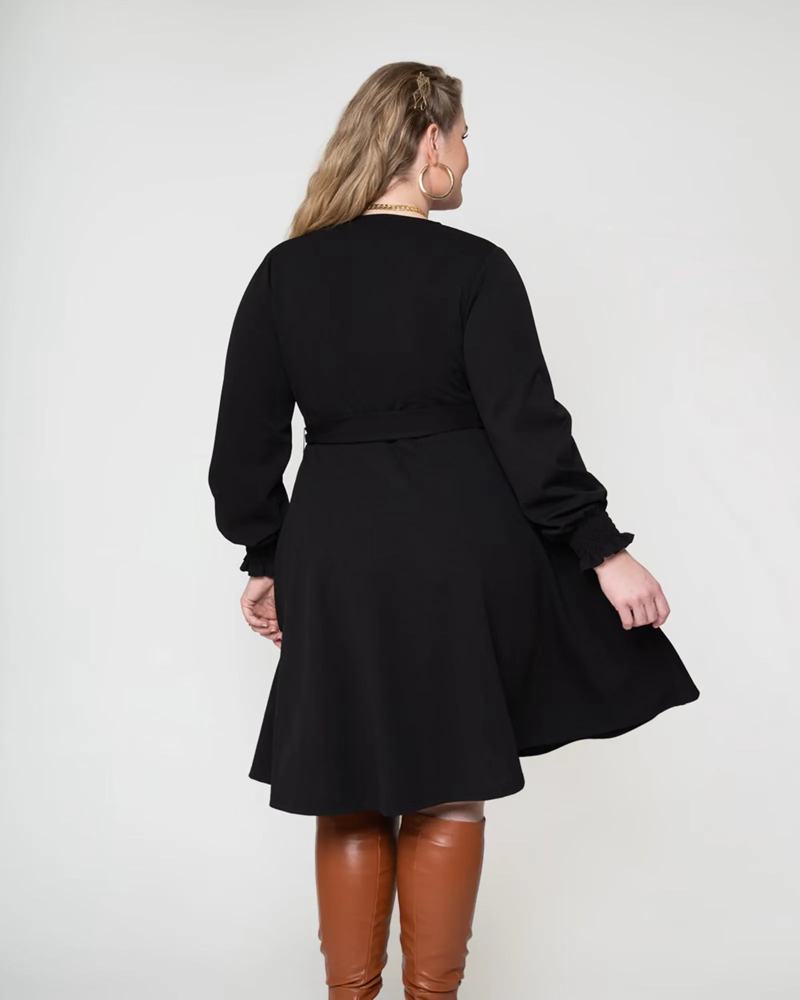 Leota Women's Perfect Wrap Blouson Sleeve Dress Black sold by Leota product image thumbnail 4