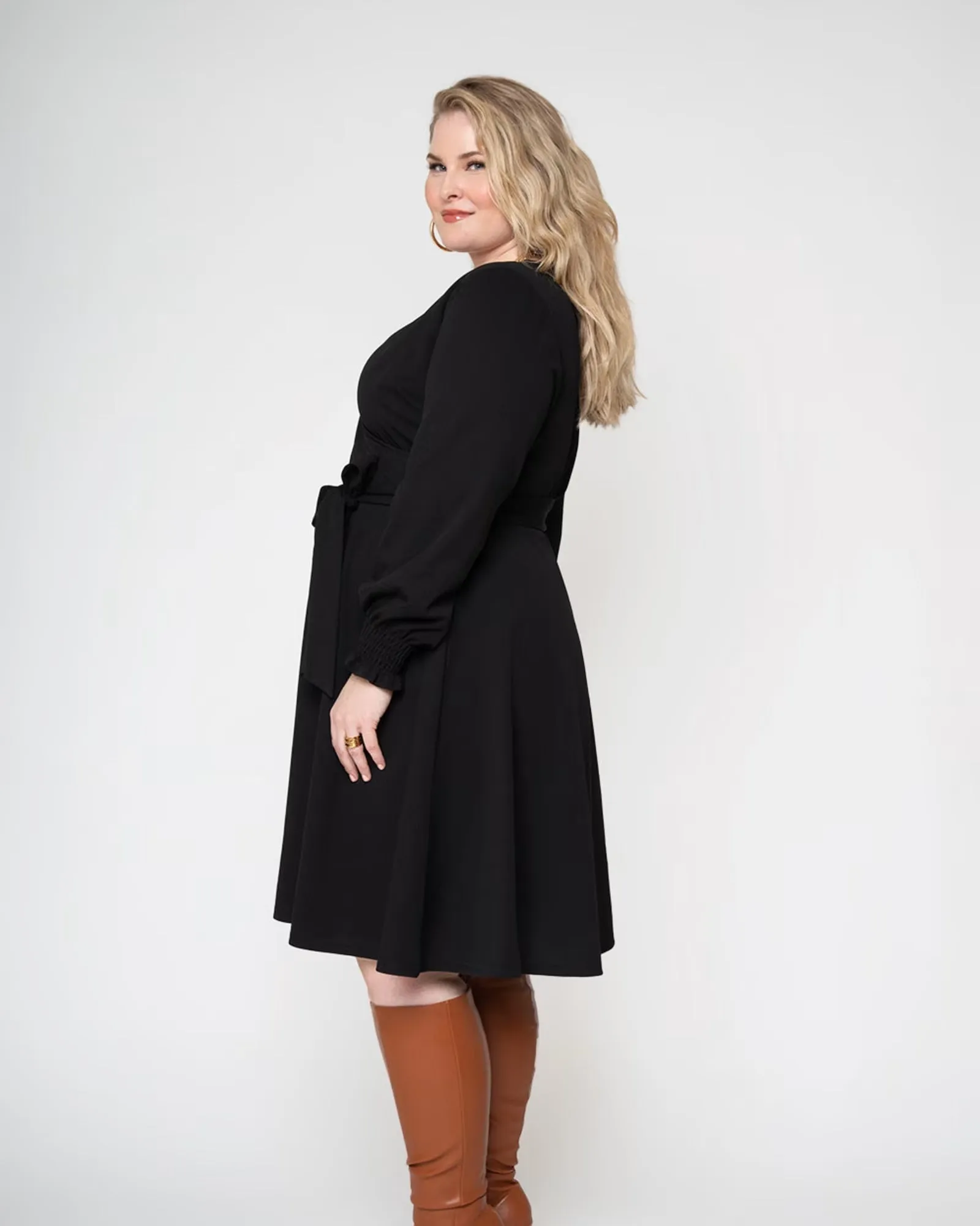 Leota Women's Perfect Wrap Blouson Sleeve Dress Black sold by Leota product image thumbnail 3