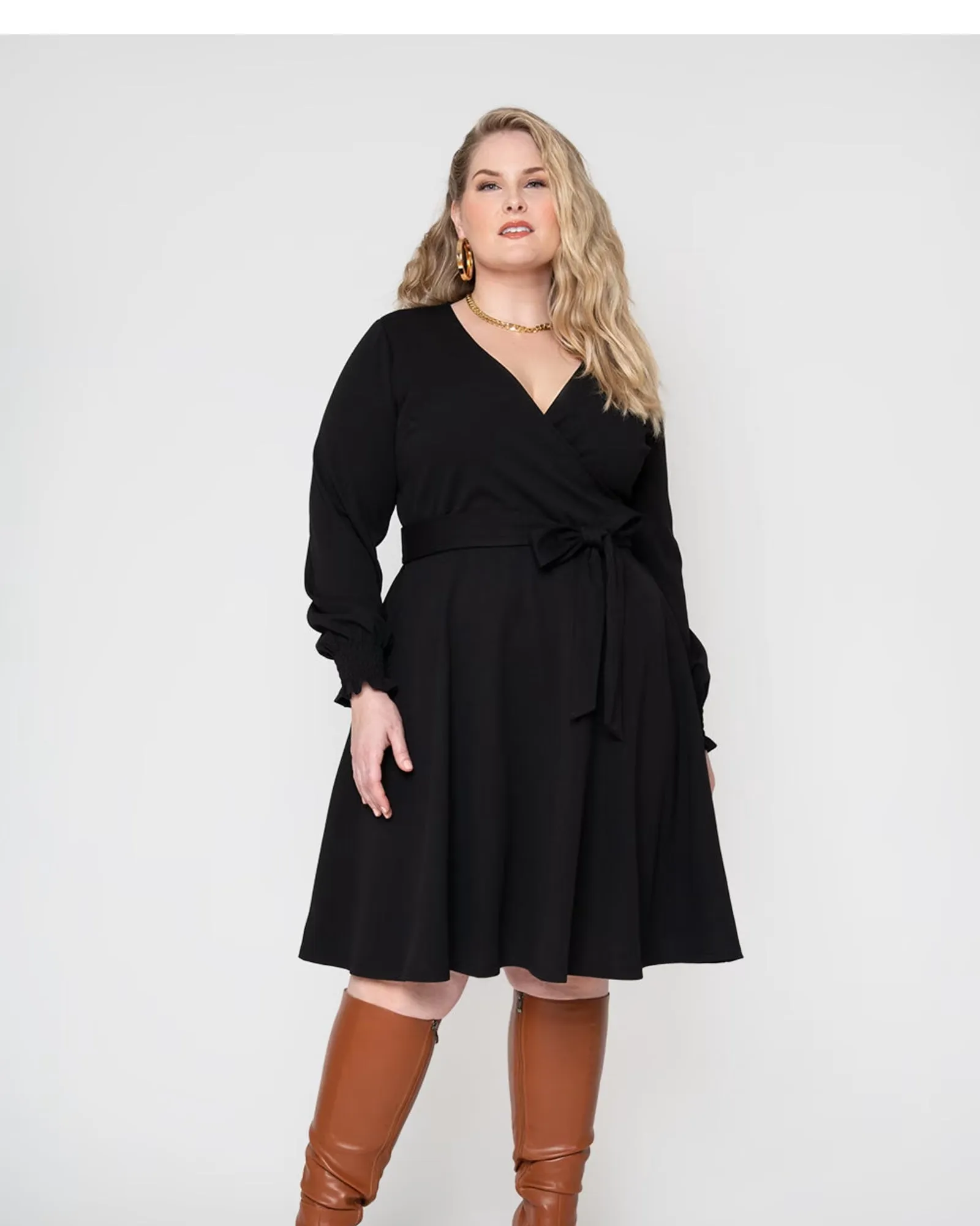 Leota Women's Perfect Wrap Blouson Sleeve Dress Black sold by Leota product image thumbnail 2