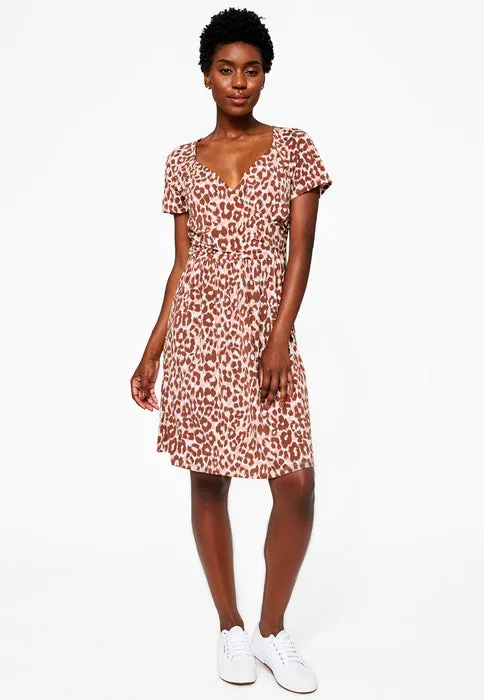 Leota Sweetheart Faux Wrap Dress in Leo Coral Almond , Brown sold by Leota product image thumbnail 4